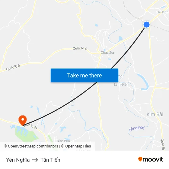 Yên Nghĩa to Tân Tiến map