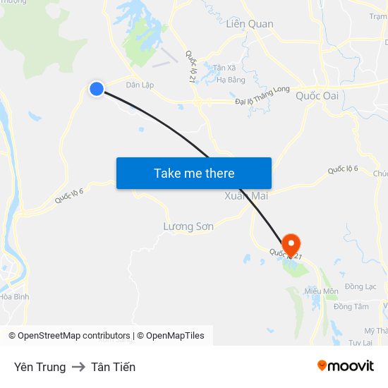 Yên Trung to Tân Tiến map