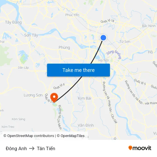 Đông Anh to Tân Tiến map