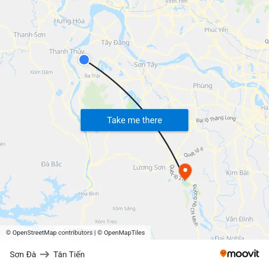 Sơn Đà to Tân Tiến map