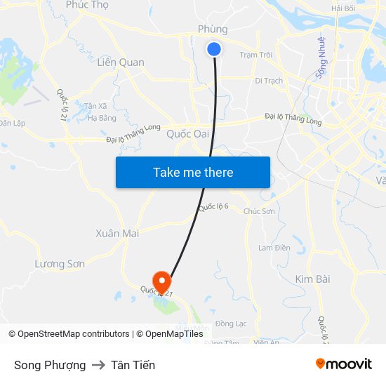 Song Phượng to Tân Tiến map