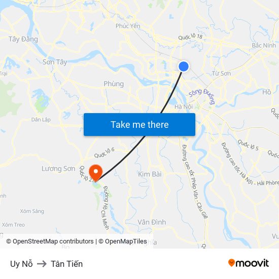 Uy Nỗ to Tân Tiến map