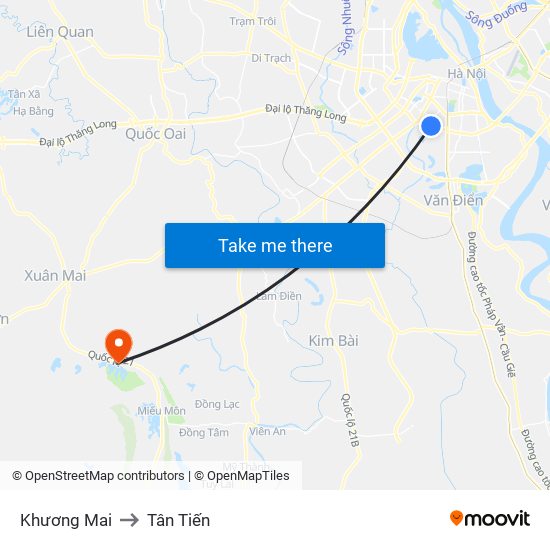 Khương Mai to Tân Tiến map