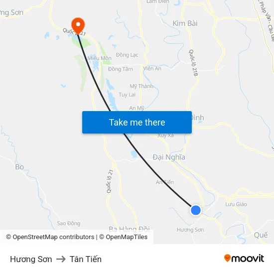 Hương Sơn to Tân Tiến map