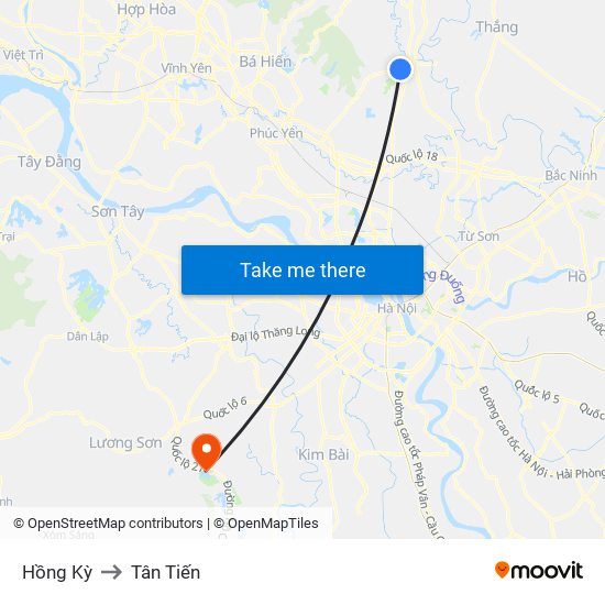 Hồng Kỳ to Tân Tiến map