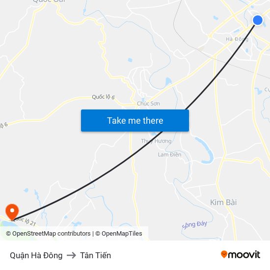 Quận Hà Đông to Tân Tiến map