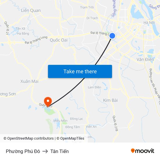 Phường Phú Đô to Tân Tiến map