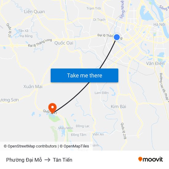 Phường Đại Mỗ to Tân Tiến map