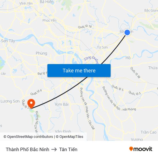 Thành Phố Bắc Ninh to Tân Tiến map