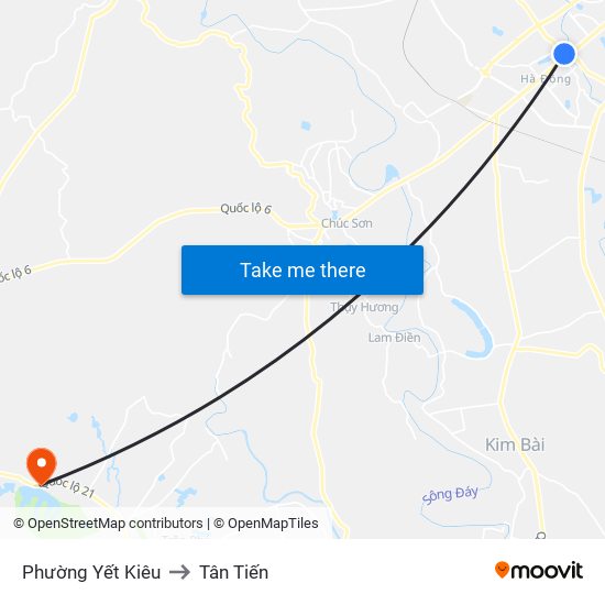 Phường Yết Kiêu to Tân Tiến map