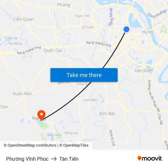 Phường Vĩnh Phúc to Tân Tiến map