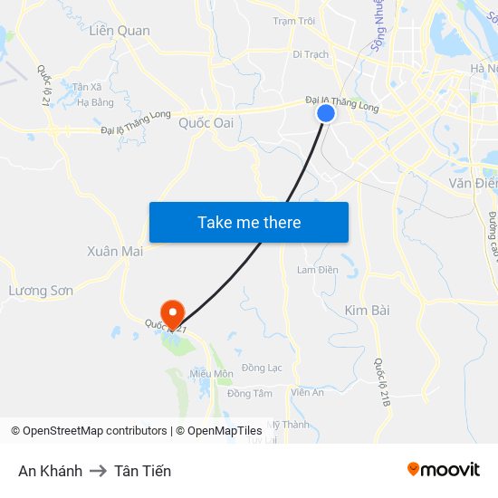 An Khánh to Tân Tiến map