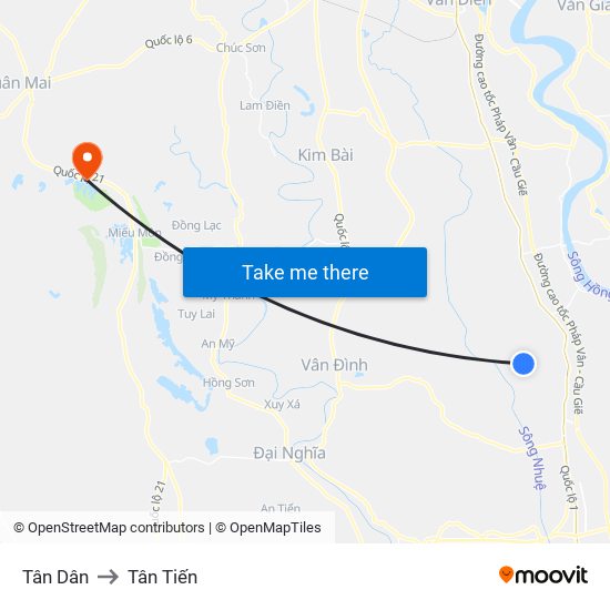 Tân Dân to Tân Tiến map