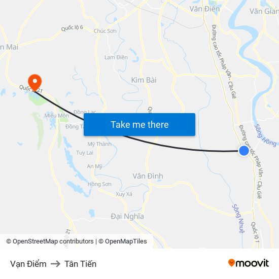 Vạn Điểm to Tân Tiến map