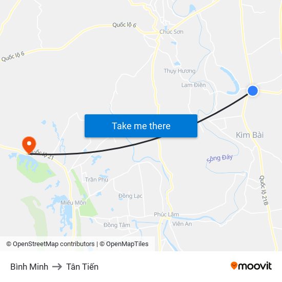 Bình Minh to Tân Tiến map