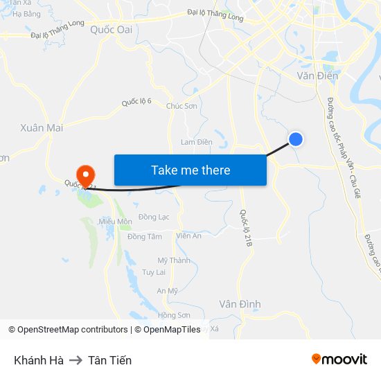 Khánh Hà to Tân Tiến map