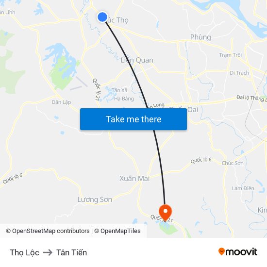 Thọ Lộc to Tân Tiến map