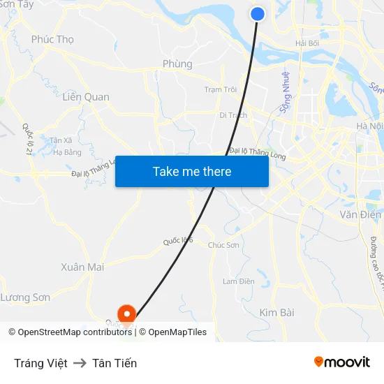 Tráng Việt to Tân Tiến map