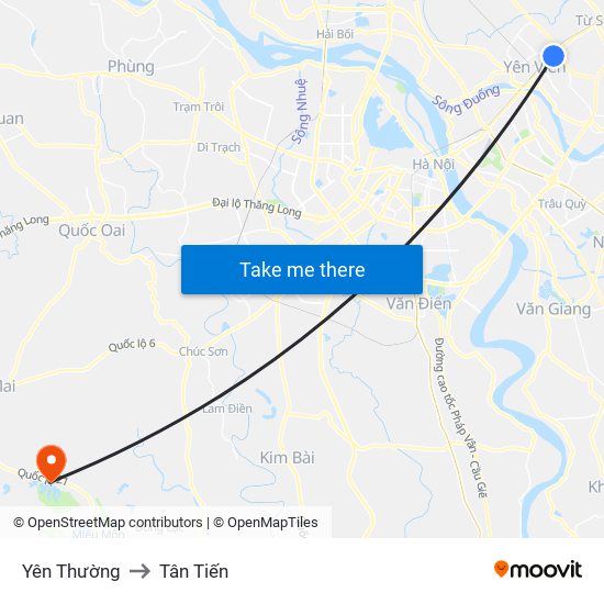 Yên Thường to Tân Tiến map