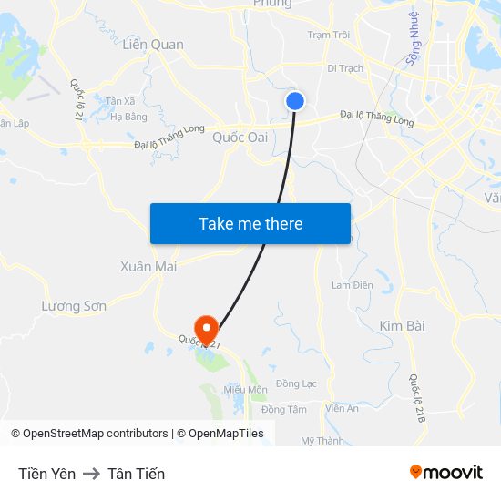 Tiền Yên to Tân Tiến map