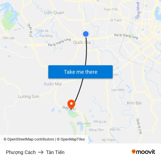 Phượng Cách to Tân Tiến map