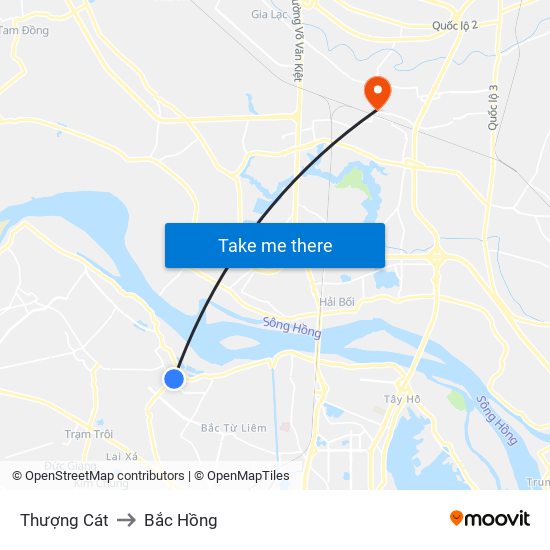 Thượng Cát to Bắc Hồng map