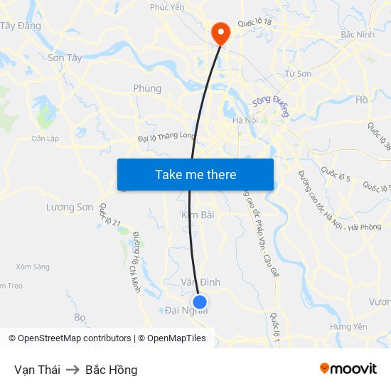 Vạn Thái to Bắc Hồng map