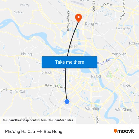 Phường Hà Cầu to Bắc Hồng map