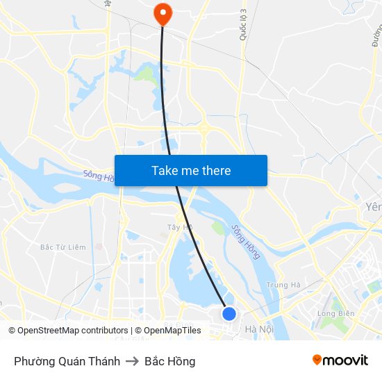 Phường Quán Thánh to Bắc Hồng map