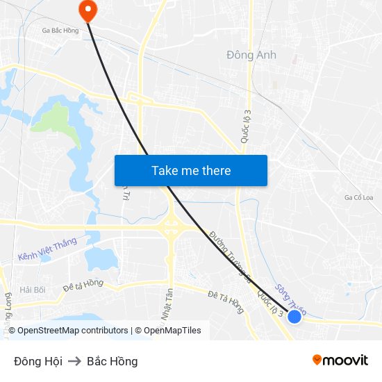 Đông Hội to Bắc Hồng map