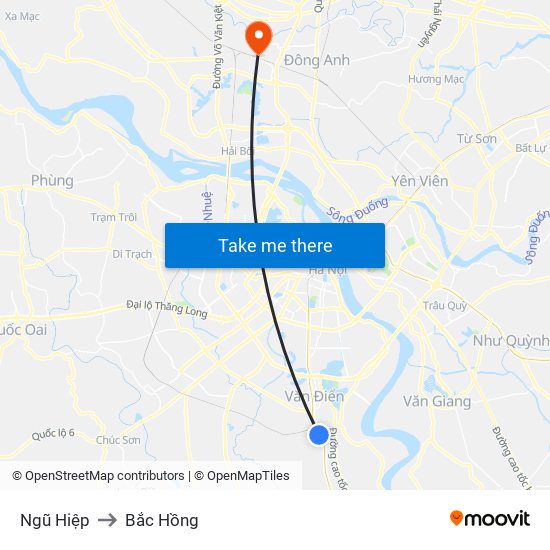 Ngũ Hiệp to Bắc Hồng map