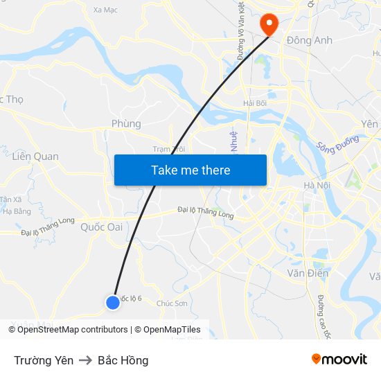 Trường Yên to Bắc Hồng map