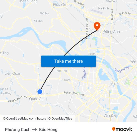 Phượng Cách to Bắc Hồng map