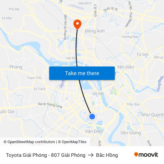 Toyota Giải Phóng - 807 Giải Phóng to Bắc Hồng map