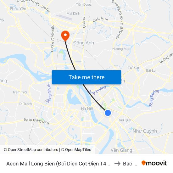 Aeon Mall Long Biên (Đối Diện Cột Điện T4a/2a-B Đường Cổ Linh) to Bắc Hồng map