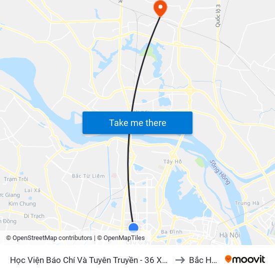 Học Viện Báo Chí Và Tuyên Truyền - 36 Xuân Thủy to Bắc Hồng map