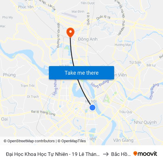 Đại Học Khoa Học Tự Nhiên - 19 Lê Thánh Tông to Bắc Hồng map