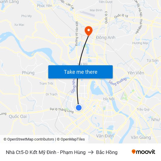 Nhà Ct5-D Kđt Mỹ Đình - Phạm Hùng to Bắc Hồng map