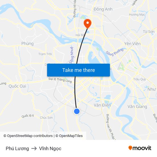 Phú Lương to Vĩnh Ngọc map