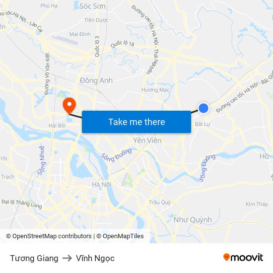 Tương Giang to Vĩnh Ngọc map