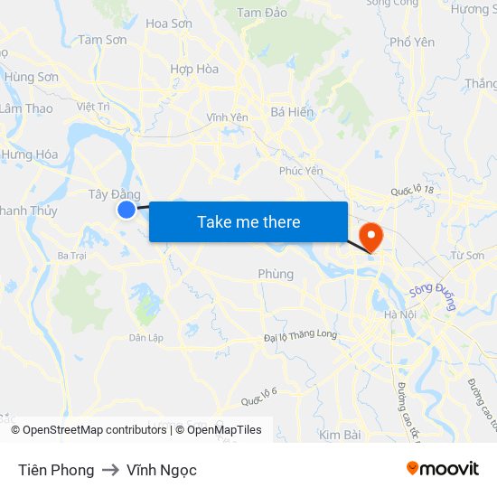 Tiên Phong to Vĩnh Ngọc map