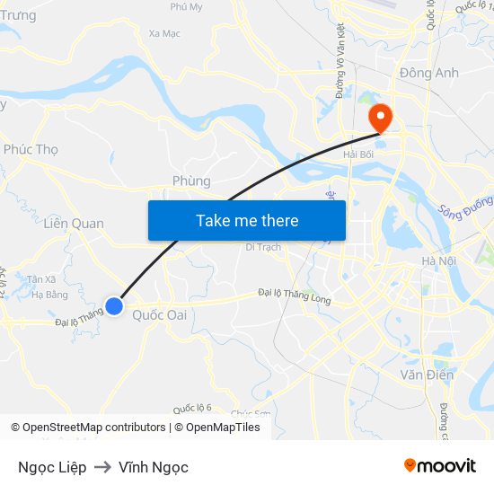 Ngọc Liệp to Vĩnh Ngọc map