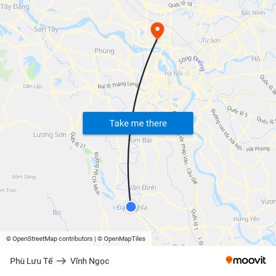 Phù Lưu Tế to Vĩnh Ngọc map