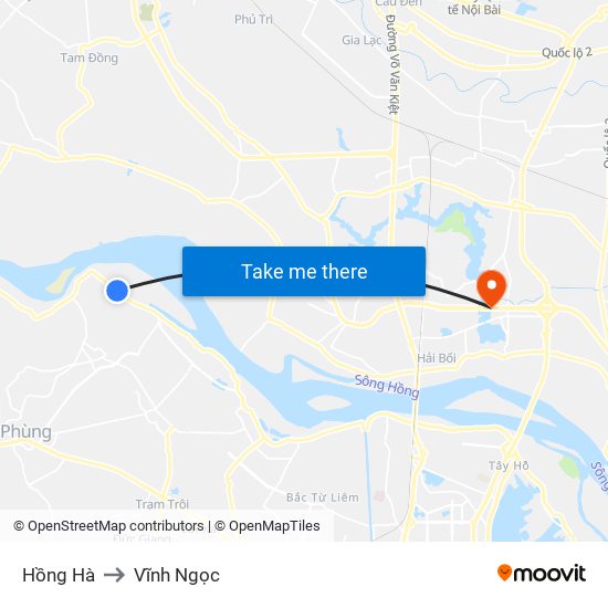 Hồng Hà to Vĩnh Ngọc map