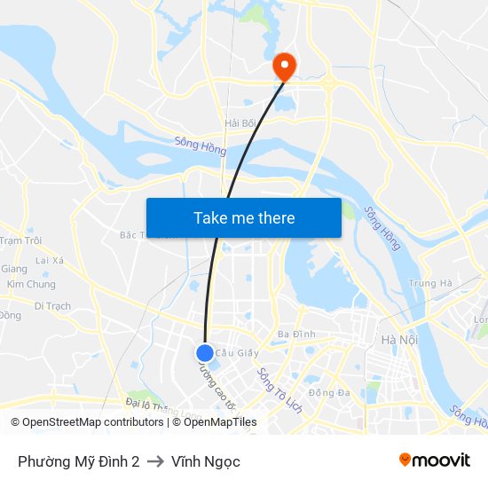 Phường Mỹ Đình 2 to Vĩnh Ngọc map