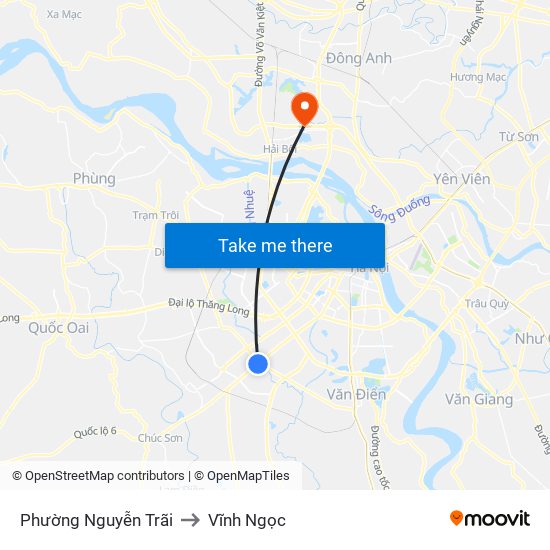 Phường Nguyễn Trãi to Vĩnh Ngọc map