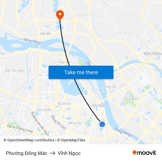 Phường Đống Mác to Vĩnh Ngọc map