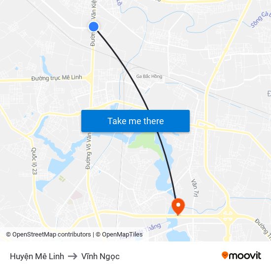 Huyện Mê Linh to Vĩnh Ngọc map