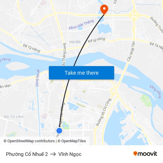 Phường Cổ Nhuế 2 to Vĩnh Ngọc map