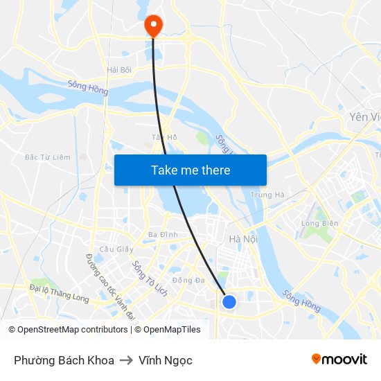 Phường Bách Khoa to Vĩnh Ngọc map